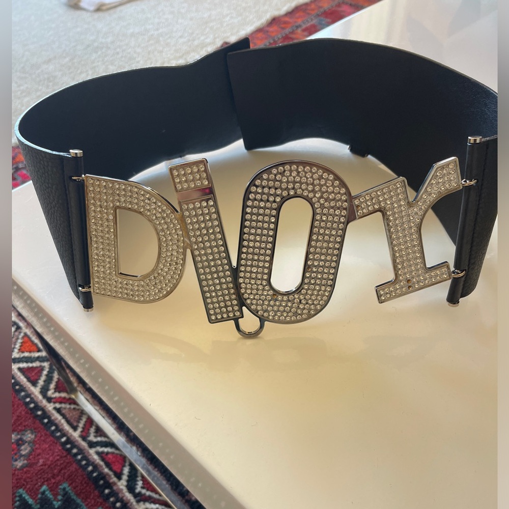 Christian Dior by John Galliano large Swarovski crystal logo belt, ss 2003